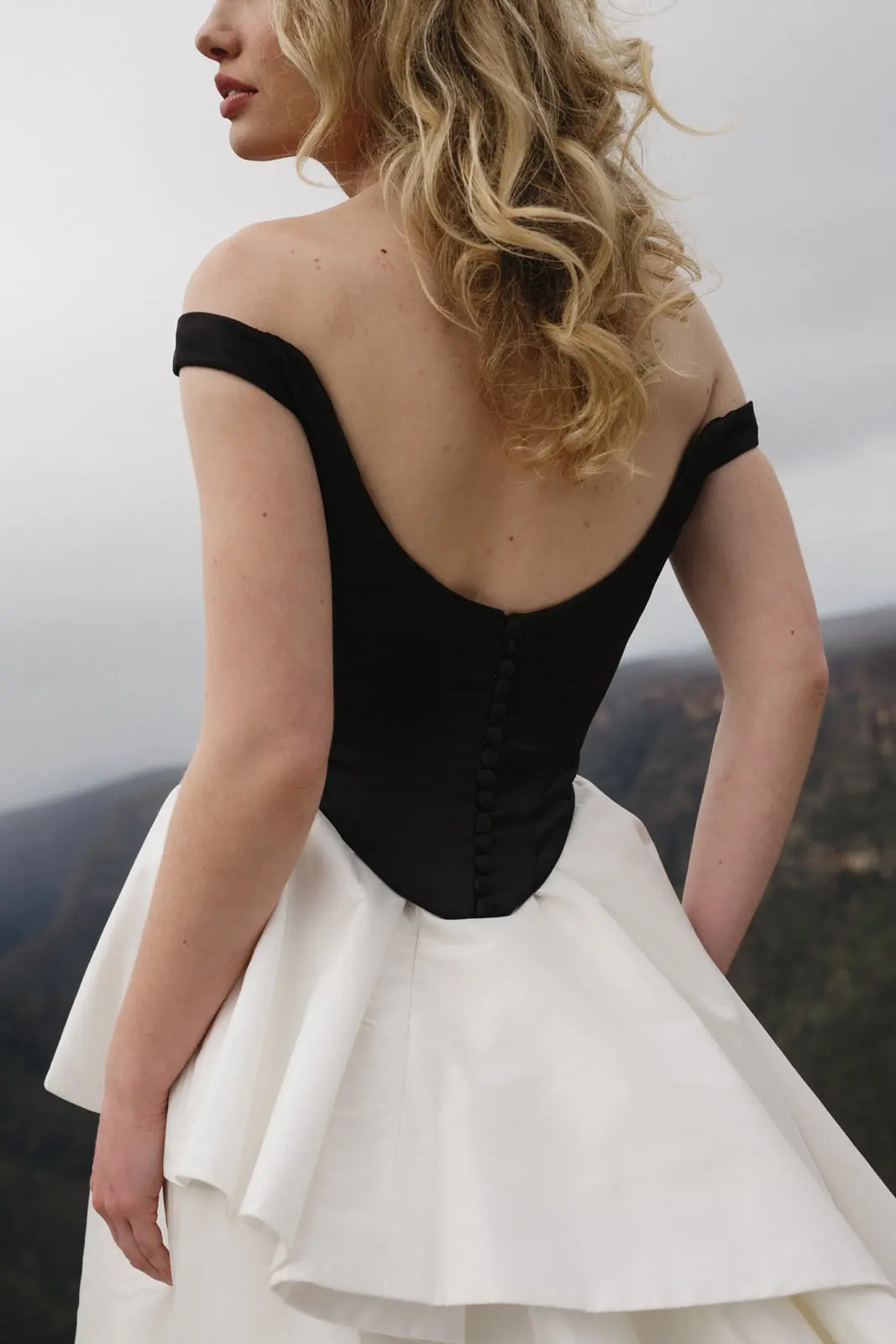 Moira Hughes Cleo Bodice Black Couture off shoulder seperates5