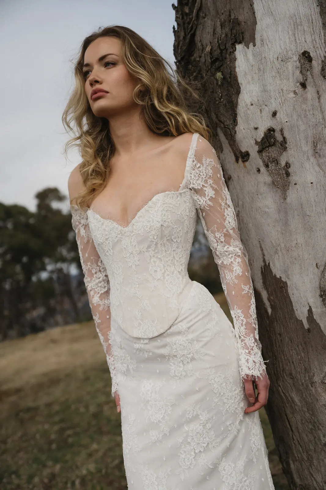 Moira Hughes Sora french lace bodice cateye neckline low back and strong corset15