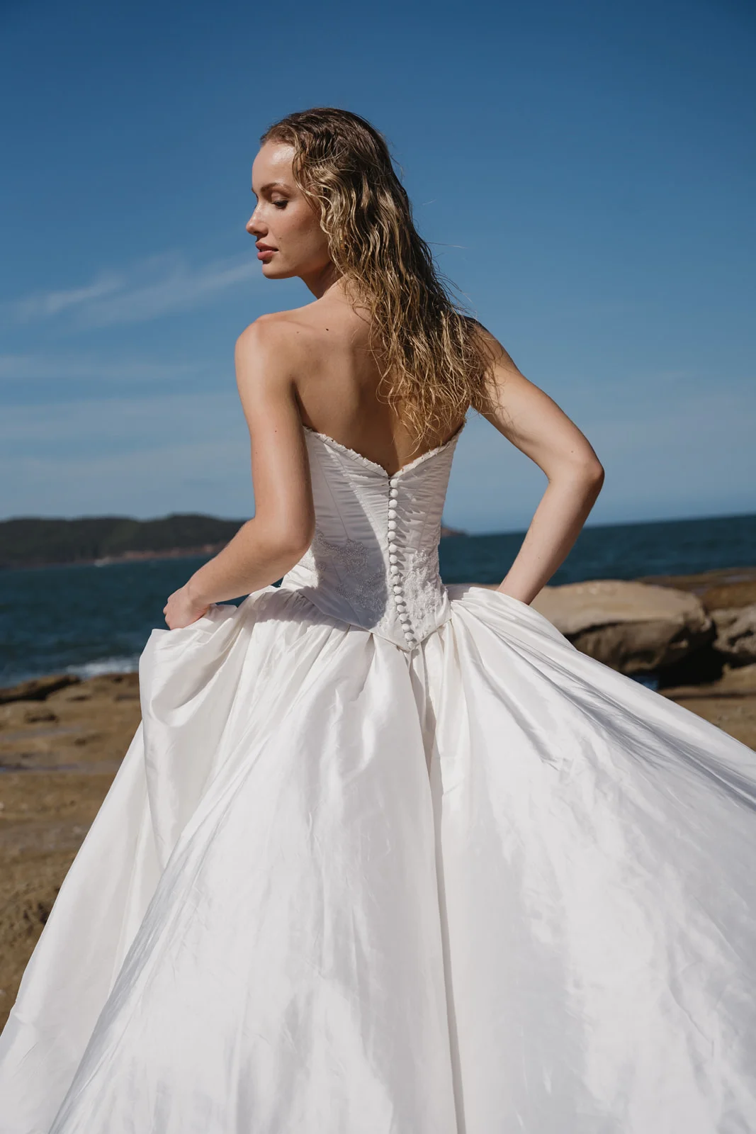 Moira Hughes Tempeste Wedding Dress seperate bodice silk designer statement