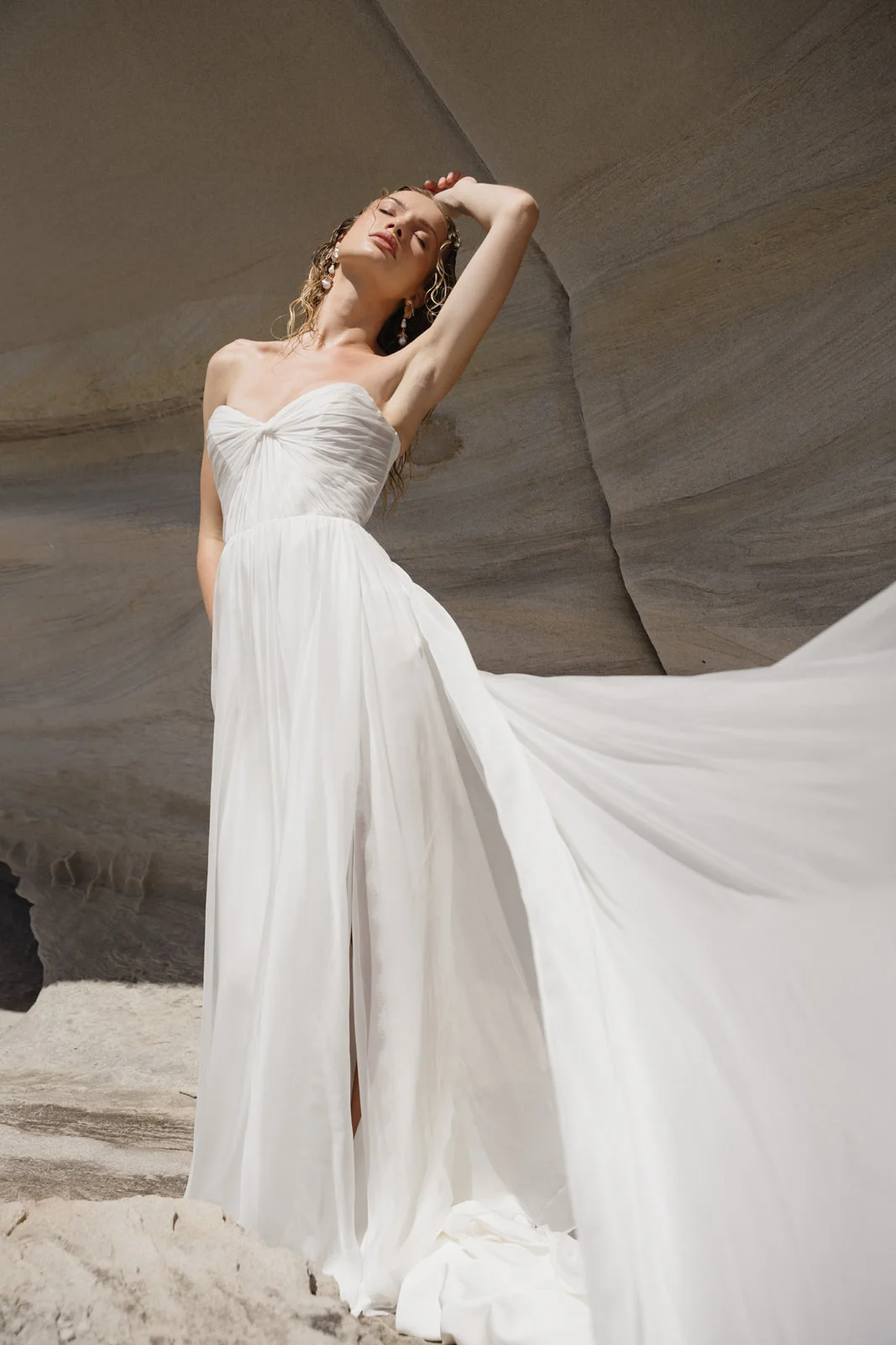 Moira Hughes The Storm Silk Chiffon Strapless Wedding Gown6