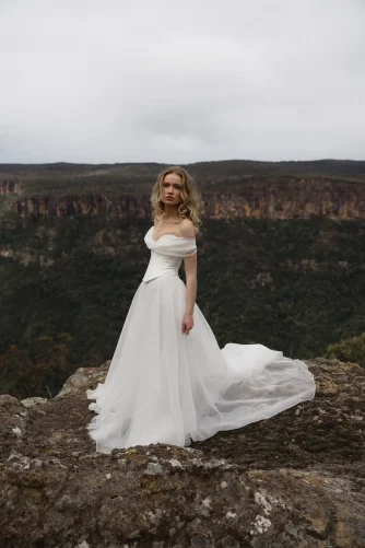 Moira Hughes Veda organza soft a-line seperates skirt train wedding dress