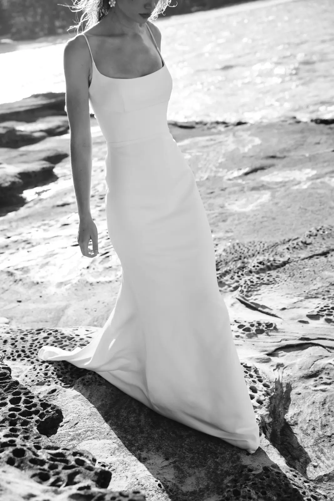 Moira Hughes Zepher Wedding Dress modern designer simple slim straight skirt