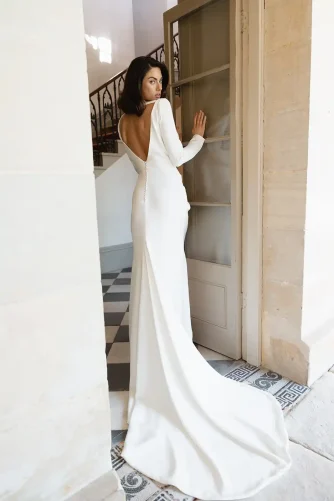 The Blair long sleeve silk crepe wedding dress