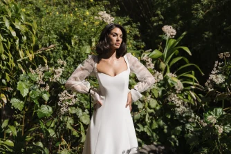 the lincoln crepe wedding dress with corset and sleeves moira hughes couture sydney pp6