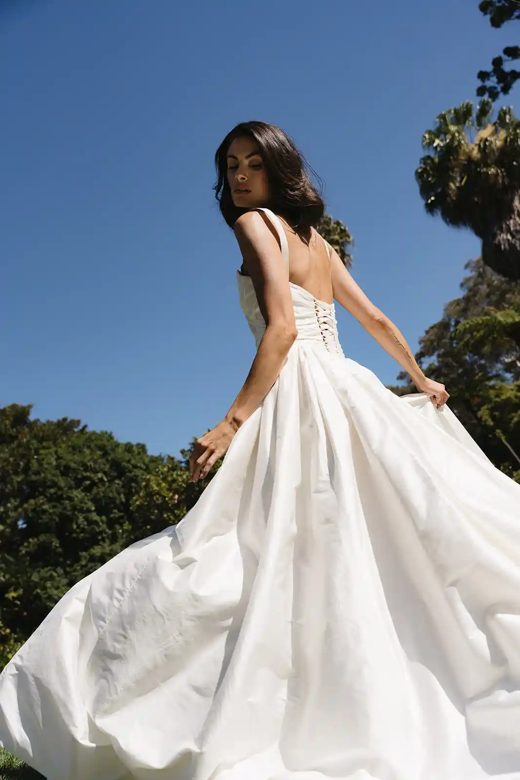 The Luca raw silk A-line wedding dress by Sydney designer Moira Hughes