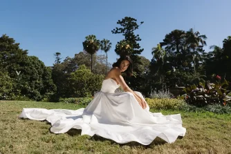 The Luca raw silk A-line wedding dress by Sydney designer Moira Hughes