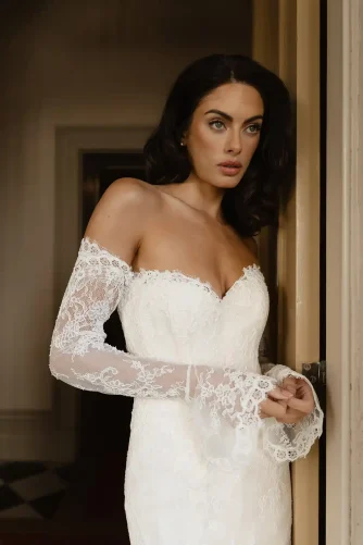 the rocco lace wedding dress with sleeves moira hughes couture sydney f2